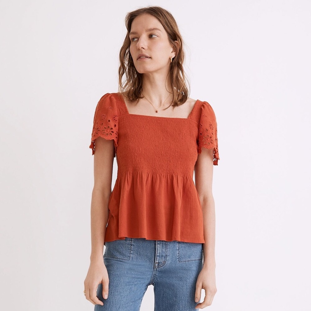Madewell Eyelet-Sleeve Lucie Top